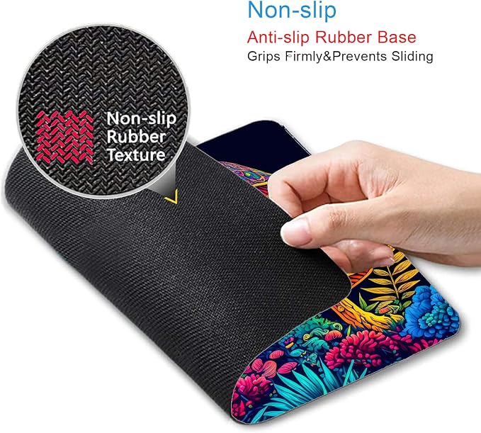Psychedelic Mushrooms Mouse Pad, Colorfull Gaming Mouse Pad, Magical Forest Mousepad, Non-Slip Rubber Base Computer Mice Pad for School Home Office, 9.5 x 7.9 Inch, Aesthetic Modern Art