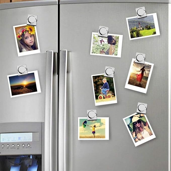 Square Strong Magnetic Clips, 2.3"-6 Pcs, 57 mm, Silver, Refrigerator Magnet Clips, Magnets, Office Supplies, Photo Displays