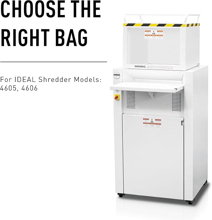 IDEAL AC0922H Shredder Bags – 27” x 64” Gusseted, 65-Gallon Capacity, Heavy-Duty Bags for IDEAL 4606 and 4108 Shredder Models