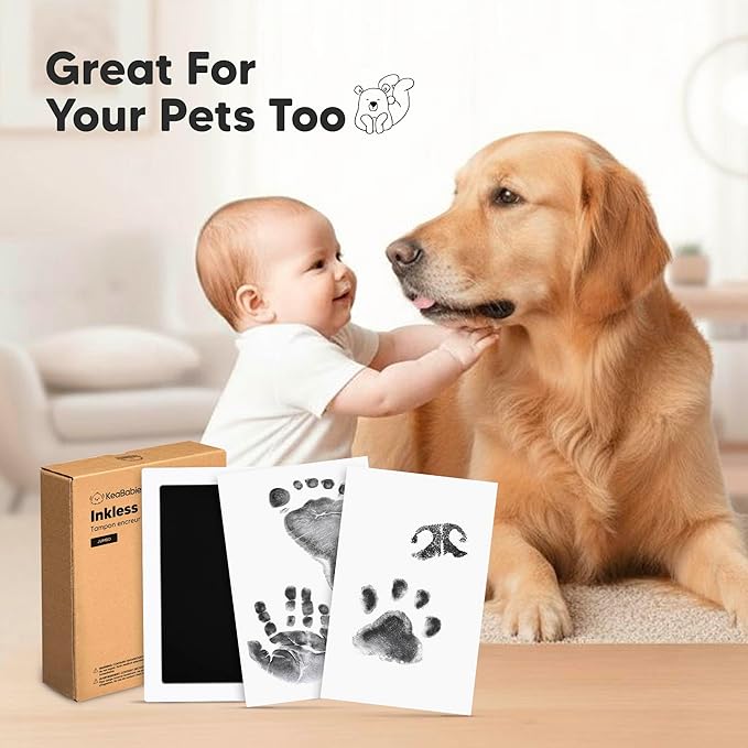 1-Pack Inkless Baby Hand and Footprint Kit - Mess Free Ink Pad for Newborn Keepsake, Dog Nose & Paw Print Kit, Clean Touch Ink Pad for Baby Hand & Footprints, Ideal New Mom Gifts (Jumbo)