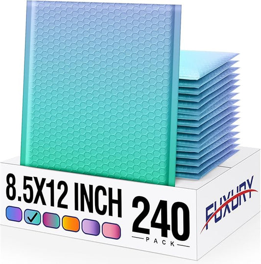 Fuxury Bubble Mailers 8.5x12" 240 Pack Padded Envelopes Usable Size 8.5x11" Thick Mailing Envelopes Bubble Opaque Padded Mailers Shipping Bags for Mailing Jewelry Makeup Small Business Fairyland Green