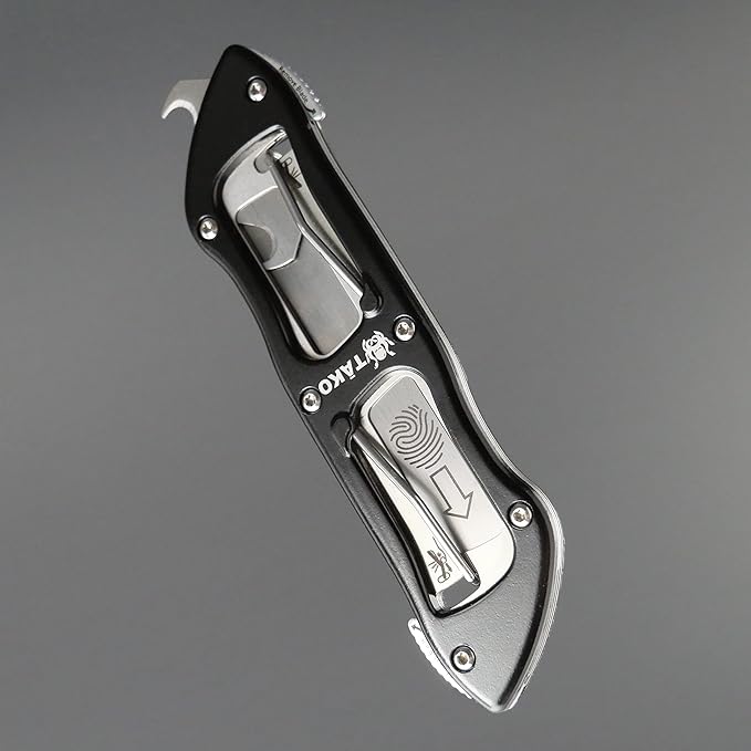 TĀKO X4- Retractable Utility Knife, Instant Access to 3 Extra Blades, Box Cutter, Quick Change, Lightweight, Pocket Knife