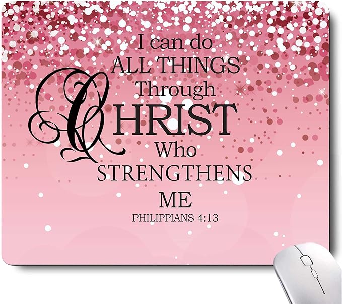 I Can Do All Things Inspirational Quote Mouse Pad, Pink Mouse Pads for Desk Non-Slip Rubber Base Mousepad for Laptop, Mouse Pad for Women Mouse Pads for Wireless Mouse Desk Pad Desk Accessories