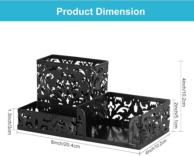 EasyPAG Desk Organizer with 3 Compartment for Pencil Sticky Note Holder and Office Accessories,Black