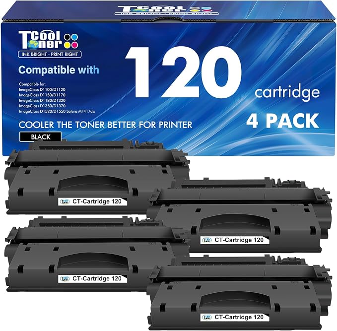 120 Black Toner Cartridge for Canon D1120 D1550 CRG-120 CRG120 High Yield | Compatible for Canon ImageCLASS D1120 D1550 D1150 D1320 D1350 D1520 D1100 D1370 D1180 D1170 MF6680DN MF417dw 4-Pack Printer