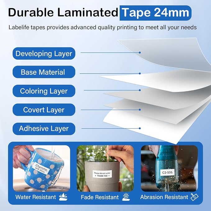 15-Pack TZe-251 Replace for Brother TZe TZ Label Maker Tape 24mm 0.94 | Compatible with Brother P Touch Label Tape 1 Inch Laminated White TZe251 for Brother PT-D600 PT-D610BT PT-P710BT P700 P750W