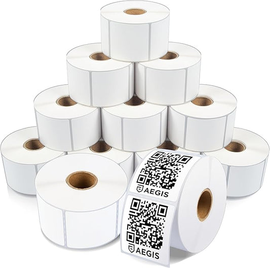 Aegis Adhesives - 2.25" X 2" Square Direct Thermal Labels (8400 Count, 12 Rolls) - QR Code Stickers, Address Tags, Barcode Labels, Product Packaging - Compatible with Zebra and Rollo Printers