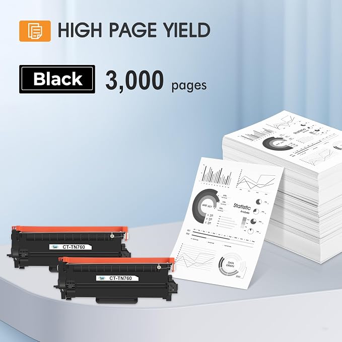 TN760 Toner for Brother Printer TN730 TN-730/TN-760 TN 760 TN-760 TN-730 | Compatible for Brother MFC-L2710DW DCP-L2550DW MFC-L2750DW HL-L2395DW HL-L2350DW HL-L2370DW HL-L2390DW Printer Black 2 pack