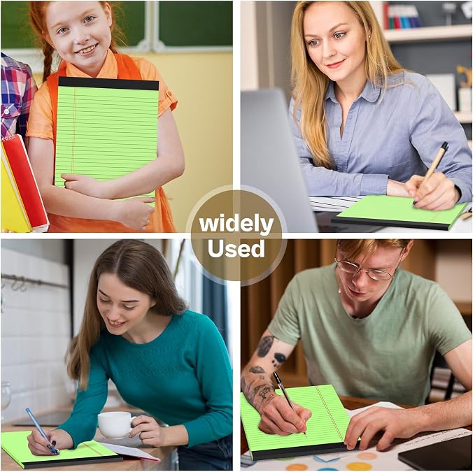 4 Pack Green Legal Pads 8.5 x 11 Green Note Pads 8.5 x 11 Notepad 8.5 x 11 Micro Perforated Writing Pads Lined Paper Pads Wide Ruled Pad of Paper 30 Sheets Notebook for Study, To-Do Lists, Office