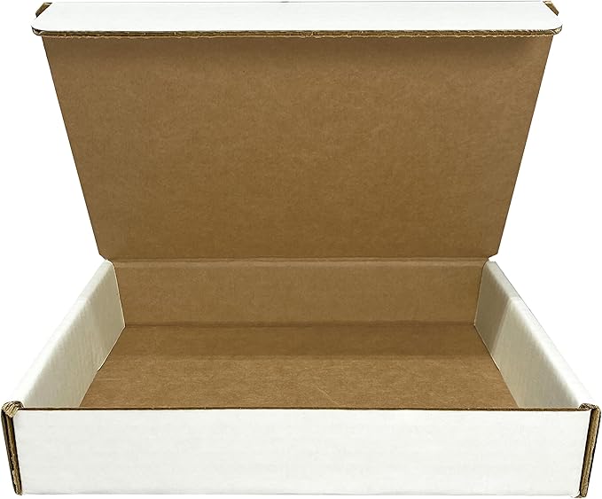 Amazon Basics Mailer Shipping Boxes - 9x6.5x2 inch, White, 50 Pack, Small Corrugated Cardboard Box