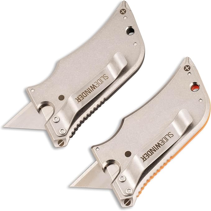 Outdoor Edge SlideWinder - Utility Knife Multitool with Standard Replaceable Razor Blade, Screwdrivers, Prybar, Bottle Opener and Pocket Clip with Locking Auto-Retracting Blade