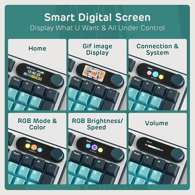 RK ROYAL KLUDGE S98 Wireless Mechanical Keyboard w/Smart Display & Knob | 96% RGB Wireless Gaming Keyboard BT/2.4G/USB-C, Hot Swappable Custom Keyboards, Creamy Sound Silent Computer Keyboard