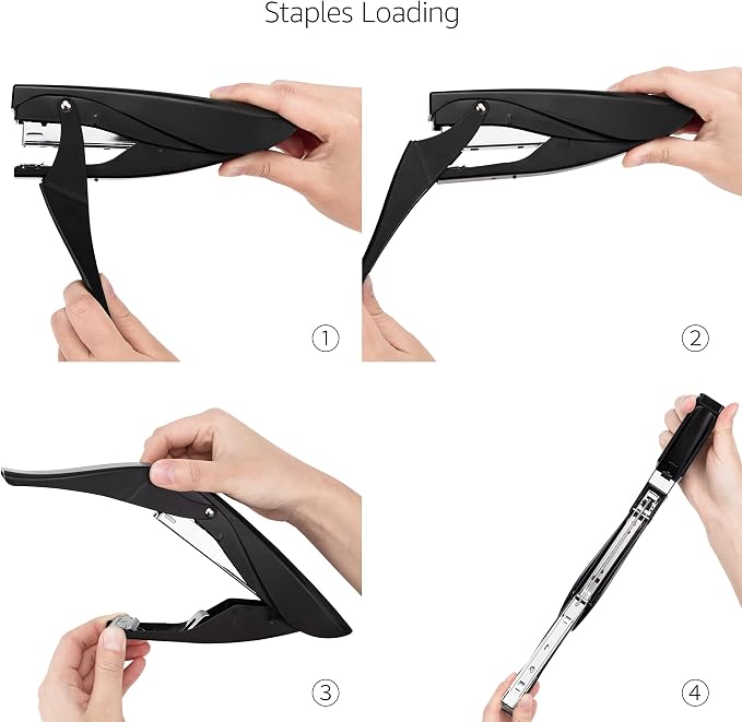 Amazon Basics Effortless Handheld Plier Stapler, 25 Sheet Capacity, Heavy Duty, Black (Pack of 2)