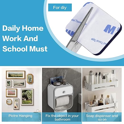 Double Sided Adhesive Pads,Heavy Duty Mounting Tape,Super-Sticky White Strong Pads,Rectangle Shape 36 Pcs 2 Sided Sticky Waterproof Tape,Removable Double-Sided Foam for Hanging Walls