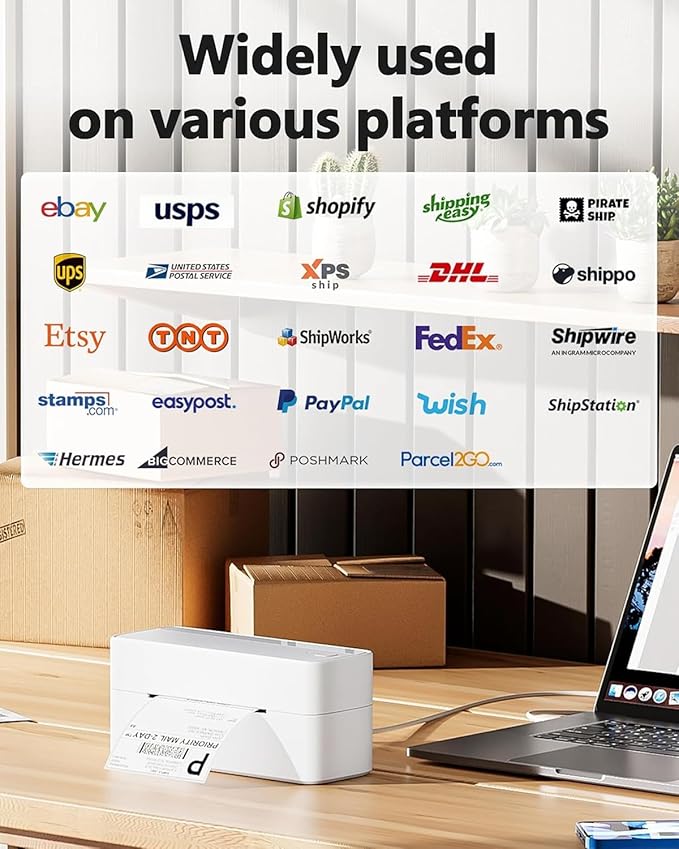 Phomemo Bluetooth Shipping Label Printer, 241BT 4X6 Wireless Thermal Label Printers for Small Business, Label Printer for Shipping Package, Compatible with iPhone, Android, Amazon