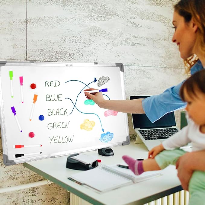 12 Pcs Magnetic Dry Erase Markers, Fine Tip Point Whiteboard Markers with erases White Board Dry Markers for Teachers Office School Supplies