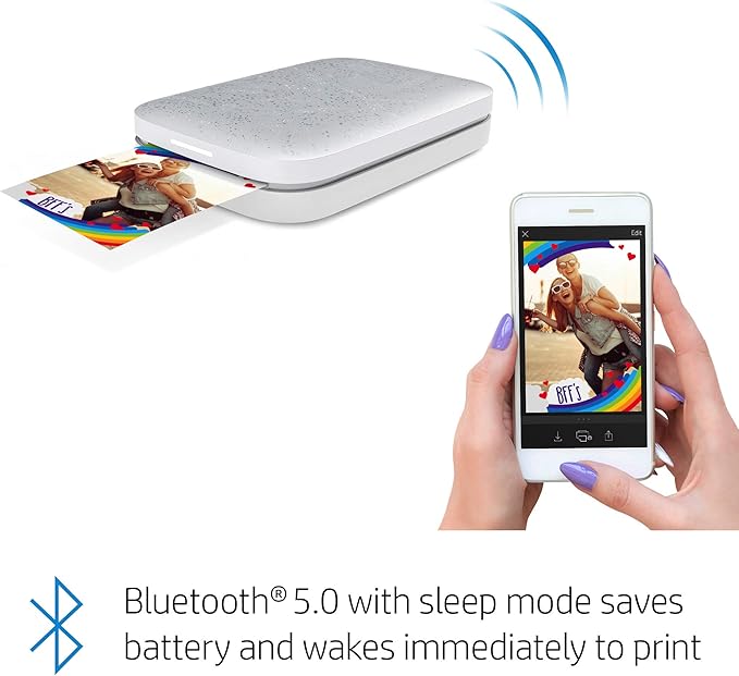 HP Sprocket 2x3 Instant Smartphone Photo Printer 75 Sheets Bundle - Bluetooth Portable Color Wireless Mobile Printer (Luna Pearl) Zink Sticky-Back Photos