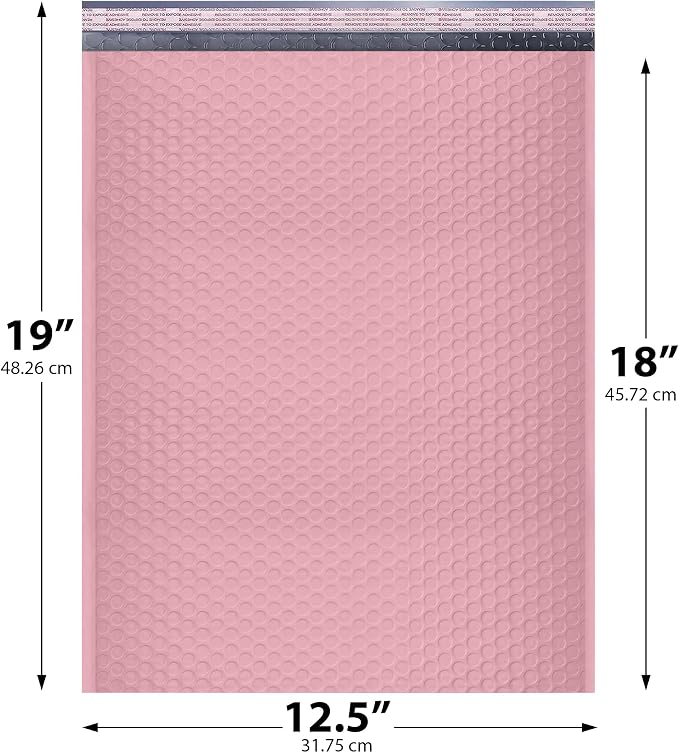 Light Pink Bubble Mailers 12.5x19, Poly Padded Envelopes #6, 50 Pack | Holds Clothing & Bulk Items, Self-Seal Closure, Cushioned Protection, Water-Resistant Poly, Bulk Pack for Small Business