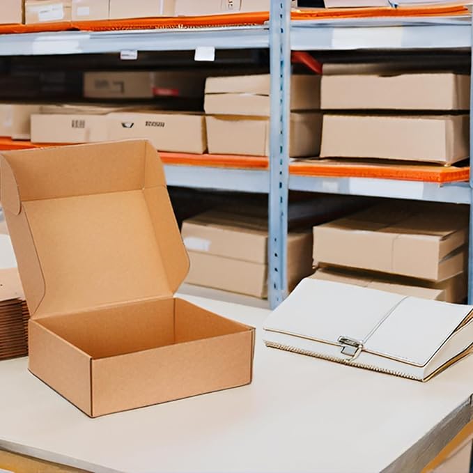 Small Shipping Boxes 10x8x3 Inches - Kraft Brown Corrugated Cardboard Boxes (20-Pack) for Mailing, Packing, Small Business & Gift Packaging - Recyclable & Sturdy