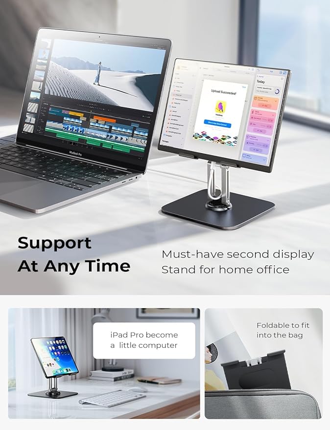 LISEN for iPad Stand Holder Adjustable Tablet Stand for Desk, 2026 for iPad Accessories Rotating Display Stand PC Office Accessories for Desk Women Gifts Kindle Table Mount/PS/Switch iPhone 12.9"-4.7"