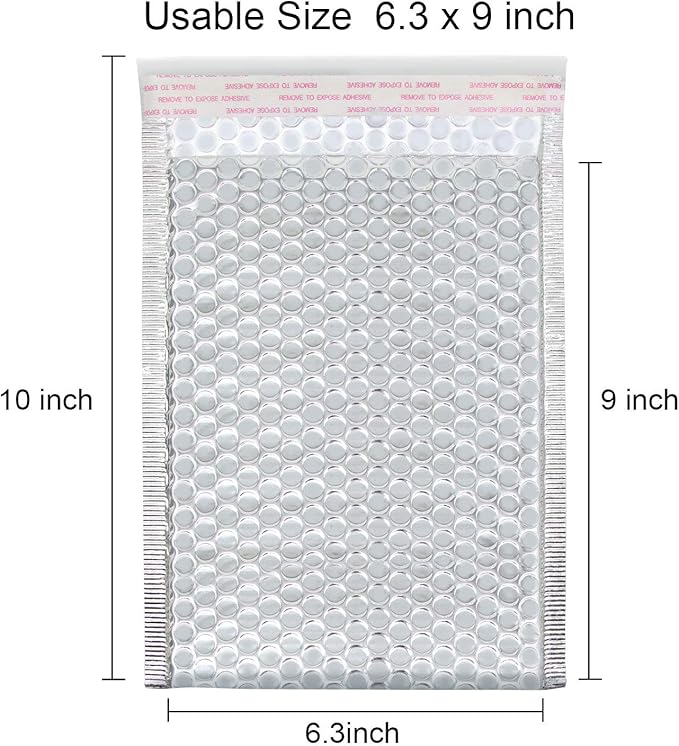 KEILEOHO 75 Pack 6x9 Inch Metallic Bubble Mailers, Silver Padded Mailing Envelopes, Foil Self Seal Shipping Bags for Mailing, packing.