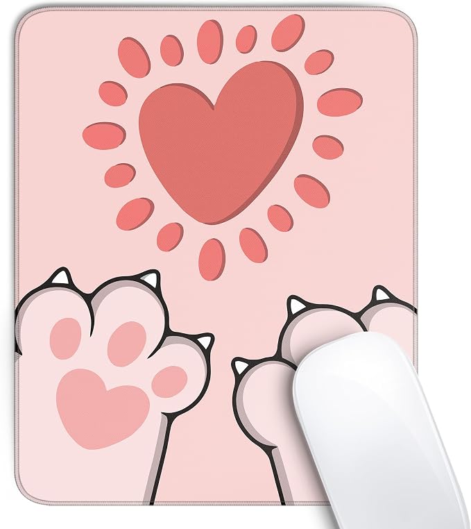 Cute Cat Paws Square Mouse Pad,Pink Cat Paws Mouse Pads for Wireless Mouse Desk Accessories,10"X8" Travel Mousepad with Non-Slip Rubber Base, Stitched Edge Mouse Pads for Desk,Computers,Laptop,Office