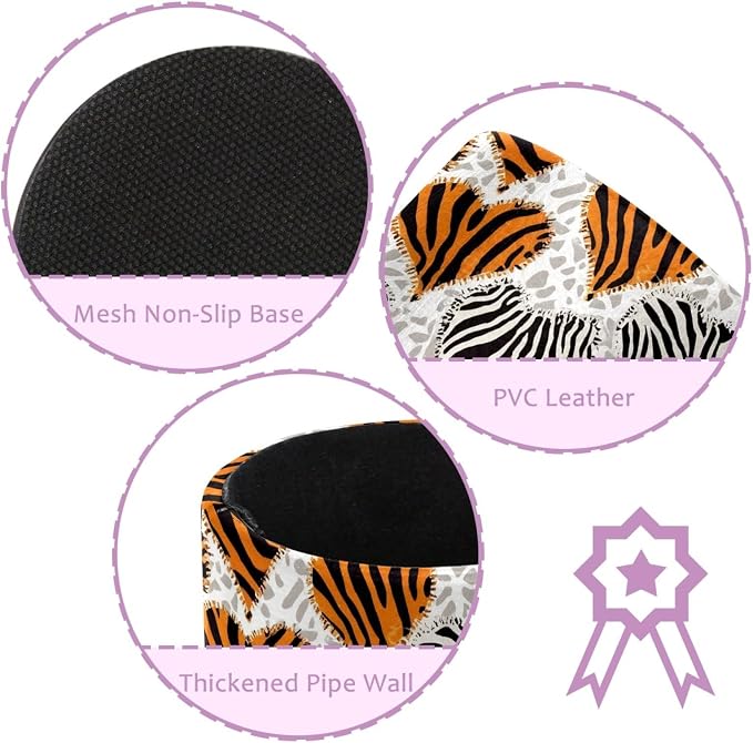 Leather Pen Holder for Desk, Tiger Zebra Print Pencil Cup Pen Organizer Makeup Brush Holder for Office Home Kids Countertop Desk Accessory Storage