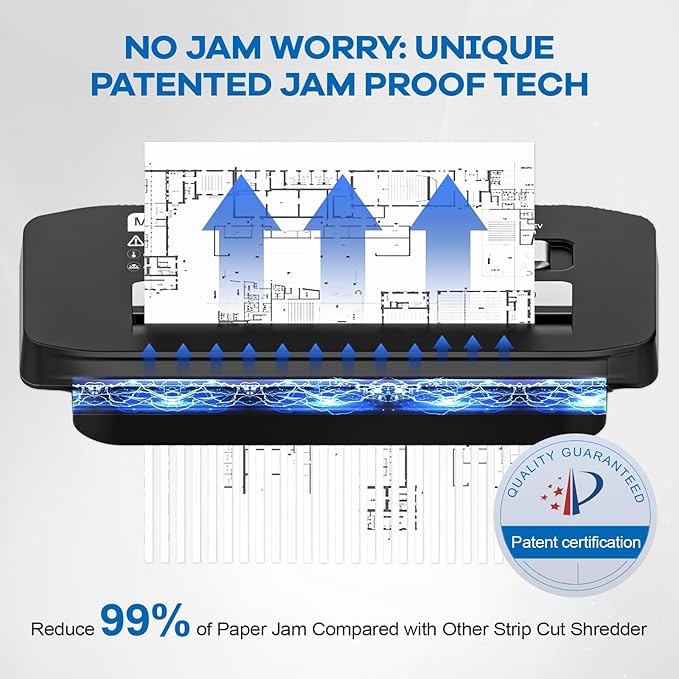 Paper Shredder for Home Use, 7 Sheet Strip Cut Small Paper Shredder Without Basket for Home Office, Portable Shredder Extendable Arm Design with Overheat Protection,Jam Proof