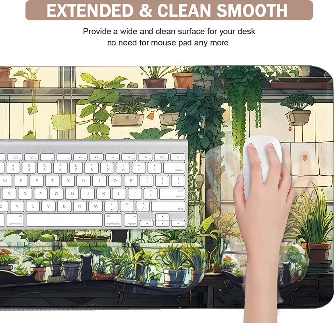 Kawaii Large Mouse Pad, 4 in1 Kawaii Extended Mouse Pad Set Desk Pad Easy Typing for Typing Office Game 35.4 x15.7 in - Cute Cat