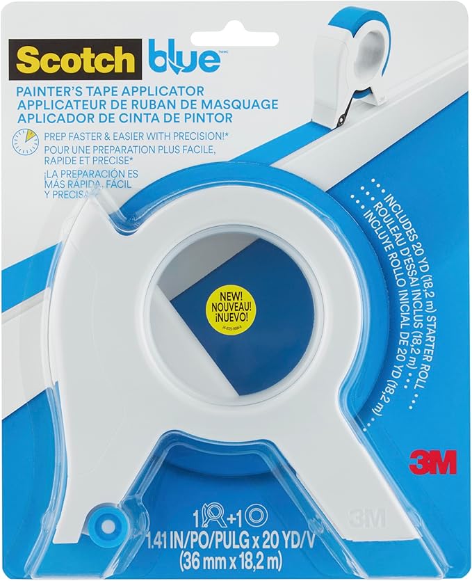 Scotch Blue Painters Tape Applicator, Applies Painter's Tape in One Continuous Strip, Paint Tape Applicator for Trim, Windows and Door Frames, 1.41 Inches x 20 Yards, 1 Starter Roll (TA3-SB-ESF)