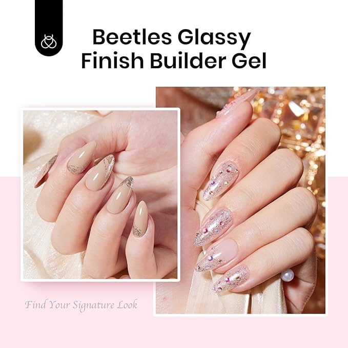 Beetles Low Heat Hard Gel-Mint Sheer Clear 1 oz 9 in 1 Nail Extension,Sculpting,Building Apex for Salon Professionals, Clear Builder Nail Gel, UV & LED Lamp Cured Needed