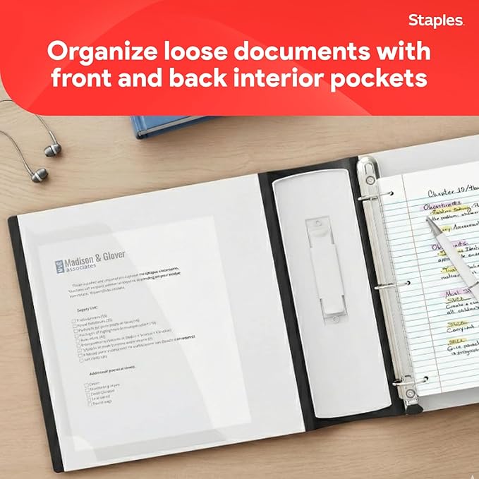 Staples Better Binder 2-Inch 3-Ring Binder, White – Heavy-Duty Binder for School & Office Organization