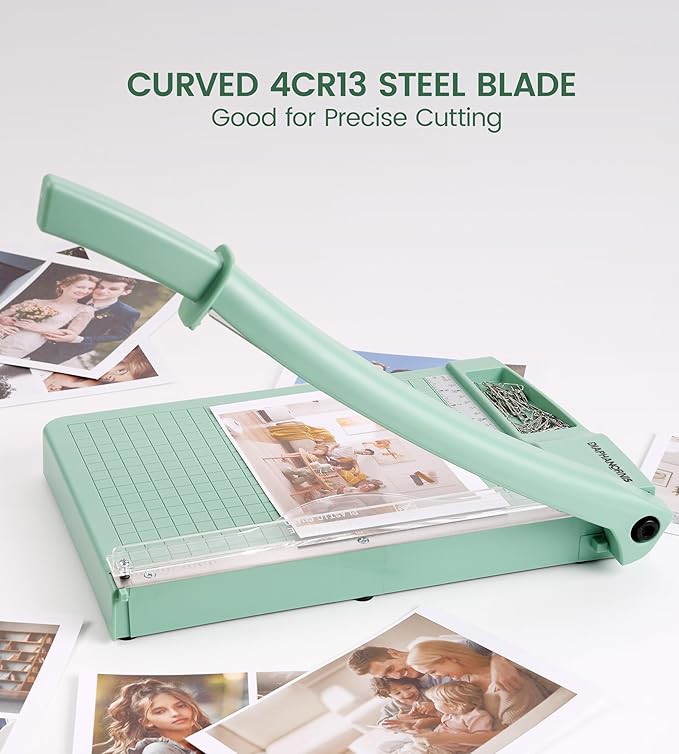 12" Heavy Duty Guillotine Paper Cutter – Professional Paper Trimmer with 4Cr13 Steel Blade, Cuts 10–12 Sheets, Precision Grid & Safety Guard for Office, Crafting & Classroom