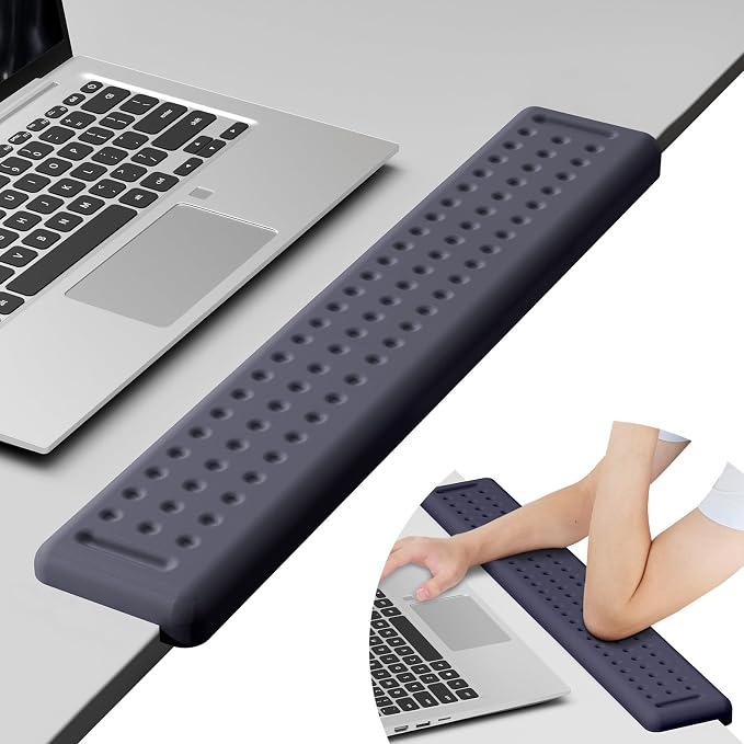 Leolee L-Shaped Desk Long Wrist Rest Elbow 60CM, Deep Blue Arm Rest | Memory Foam, Non-Slip Base, Ergonomic Desk Edge Cushion, Wrist Support for Computer Keyboard, Typing, Office, Home