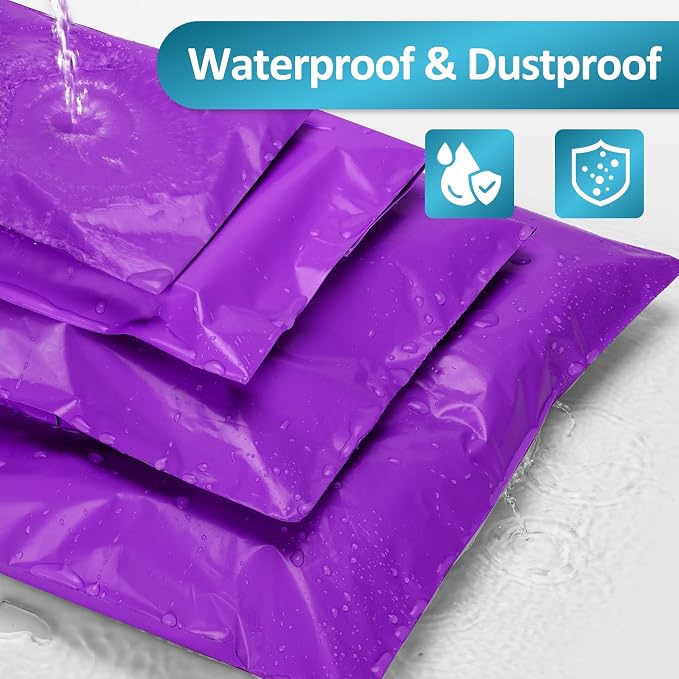UCGOU 60 Pack Not Padded Purple Poly Mailers Variety Pack, 6x9 Inch & 9x12 Inch & 10x13 Inch & 12x15.5 Inch & 14.5x19 Inch Mailing Bags, Self-sealing Adhesive Mailers Assorted Sizes for Small Business