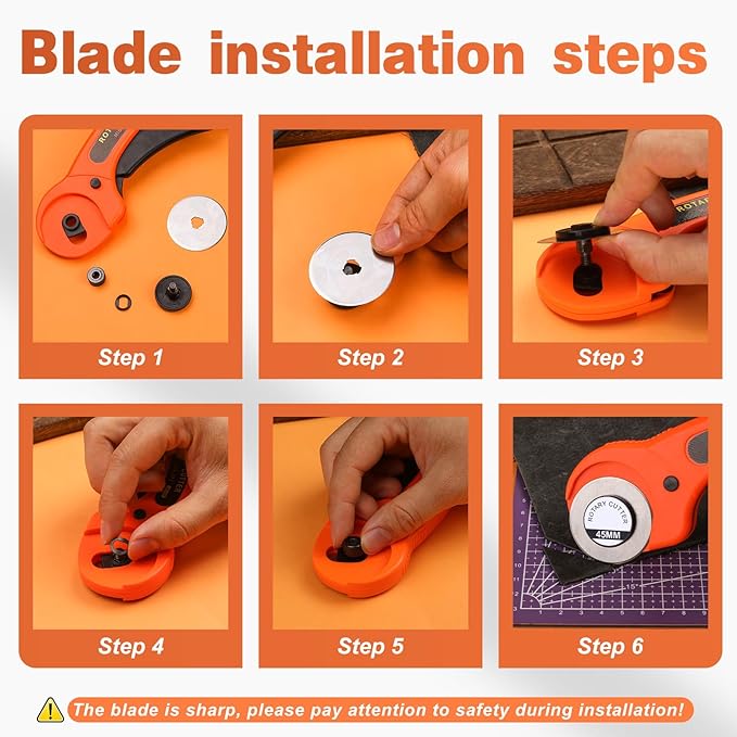 Rotary Cutter, Professional 45mm Rotary Fabric Cutter, Rotary Cutter for Fabric, Card Paper Sewing Quilting Roller Fabric Cutting Tailor Scissors Tool Dress Clothes Making DIY Tool