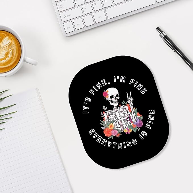 Small Mouse Pad, 6 x 7 Inch, Oval Mini Mouse Pad with Non-Slip Rubber Base for Laptop Wireless Mouse Keyboard Tray Mousepad, Funny Skeleton Man