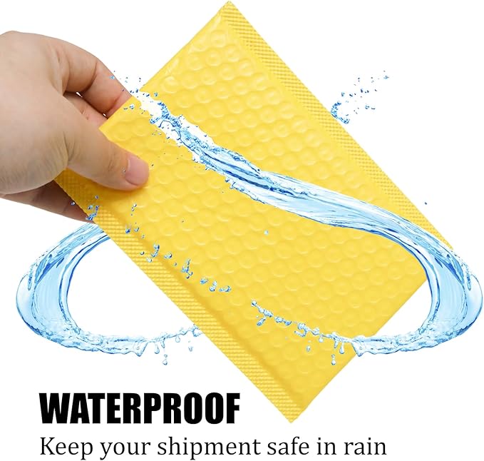 5x7 Inch Self Seal Adhesive Poly Bubble Mailers 10 Pcs Yellow Waterproof Shipping Bags for Mailing Packaging