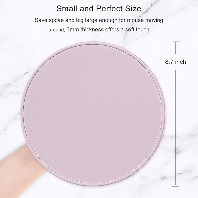 Hsurbtra Mouse Pad, Premium-Textured Small Round Mousepad 8.7 x 8.7 Inch Dark Pink, Stitched Edge Anti-Slip Waterproof Rubber Pretty Cute Computer Mat for Office Home Gaming Laptop Men Women Kids