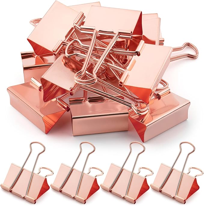 Mr. Pen- Metal Binder Clips, 12 pcs, 2 Inches, Extra Large Size, Rose Gold Binder Paper Clips, Paper Clamps for Office Supplies, Home, School, Business, Document Organizing
