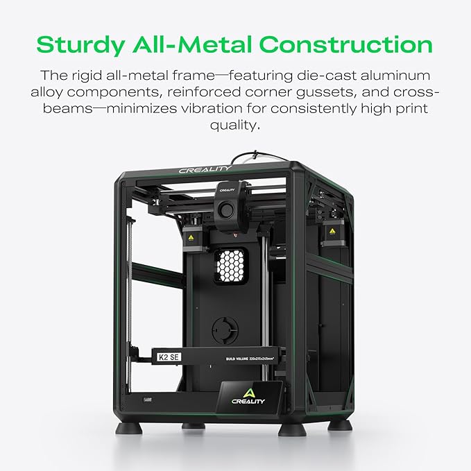 Creality K2 SE Combo 3D Printer, Support Multicolor Printing with CFS, 500mm/s High-Speed, Smart Auto Leveling, Solid Metal Build Frame, Fully Assembled, Next-Gen Extruder, 220×215×245 mm Build Volume