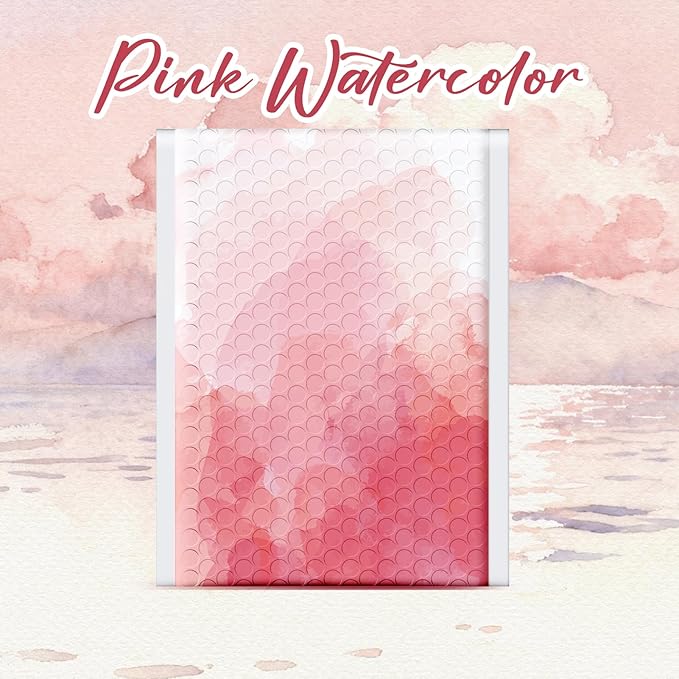 Fuxury Bubble Mailers 6x10" Pink Watercolor Padded Envelopes 100 Pack Usable Size 6x9" Bubble Envelopes Strong Adhesion Padded Mailers Thick Waterproof Shipping Envelops for Mailing Jewelry Makeup #0