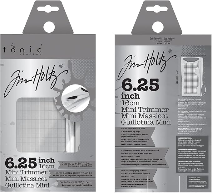 Tim Holtz Mini Paper Cutter - Small Portable Guillotine Paper Trimmer for Crafts, Photo Paper, and Card Making - 6.25 Inch Cutting Length with Ruler and Grid Lines