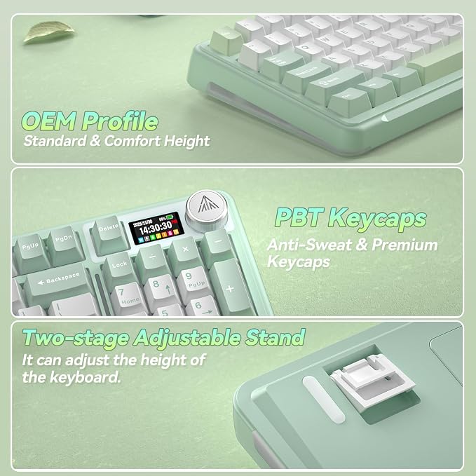 SOLAKAKA A99 Pro Wireless Mechanical Keyboard with BT5.0/2.4GHz/USB-C, LCD Screen & Metal Knob, Gasket-Mounted Gaming Keyboard, Full Hot-Swappable, RGB Creamy Keyboard for Win/Mac