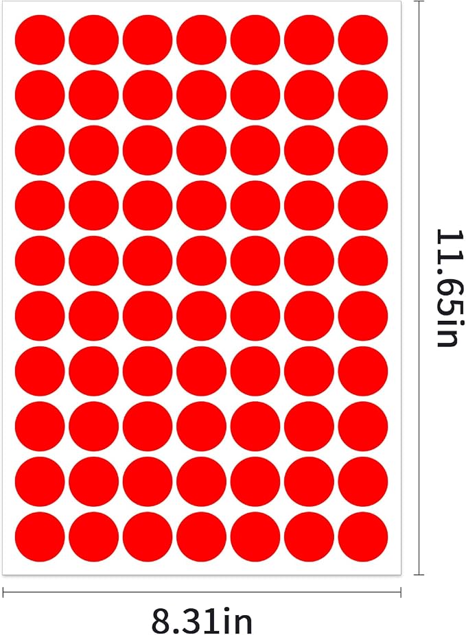1" Red Dot Stickers 1050 PCS Circle Round Colored Coding Label | Used for manual labor in kindergartens, garage yard price sales, organizing activity color groups,marking spice bottles