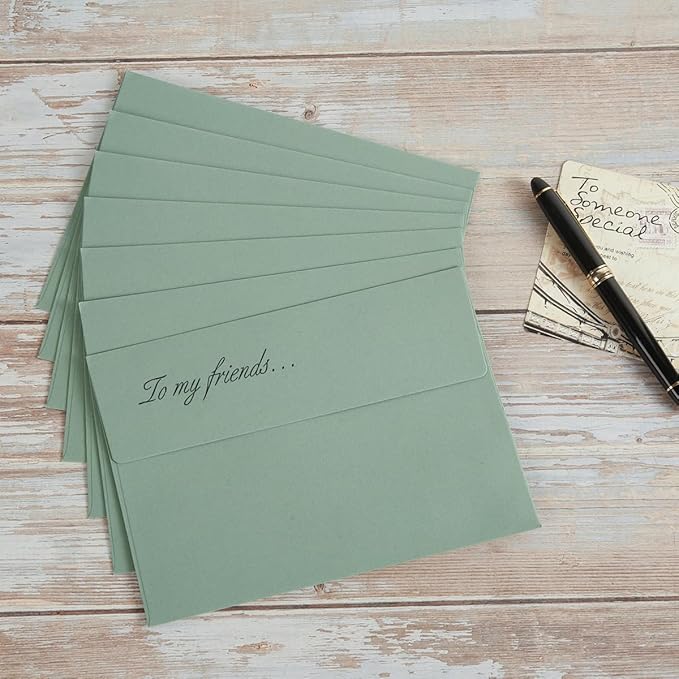 50 Pack 5 x 7 Envelopes Colored Self Seal for Wedding, Party Invitations, Greeting Cards, Announcements, Photos, 5.24 x 7.21 Inches (Sage Green)