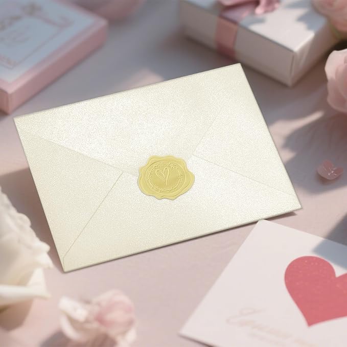 50 PCS Pearl Ivory 4x6 Envelopes for Invitations, A4 Wedding Envelopes | white Shimmer Envelopes for Invitation,Perfect for Wedding Invitation Cards,Birthday RSVP Invite,4.25 x 6.25 inches