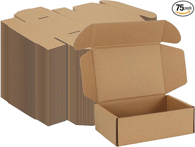 MEBRUDY 6x4x2 Inches Shipping Boxes Pack of 75, Small Corrugated Cardboard Box for Mailing Mailer Packing, Brown