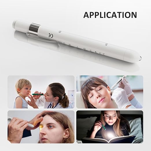 CAVN Pen Light with Pupil Gauge LED Penlight for Nurses Doctors | 2 Pcs Reusable Medical Penlight for Nursing Students (Teal/White)
