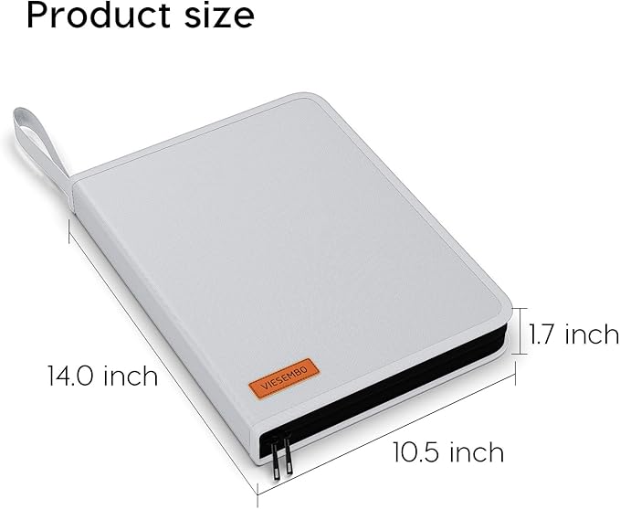 Important Document Organizer Zipper Binder, Fireproof Document Bag for Birth Certificate Protector, Waterproof Bill Organizer in Case I Go Missing Binder for Home Safe, 4 Ring Receipt Holder(Sliver)